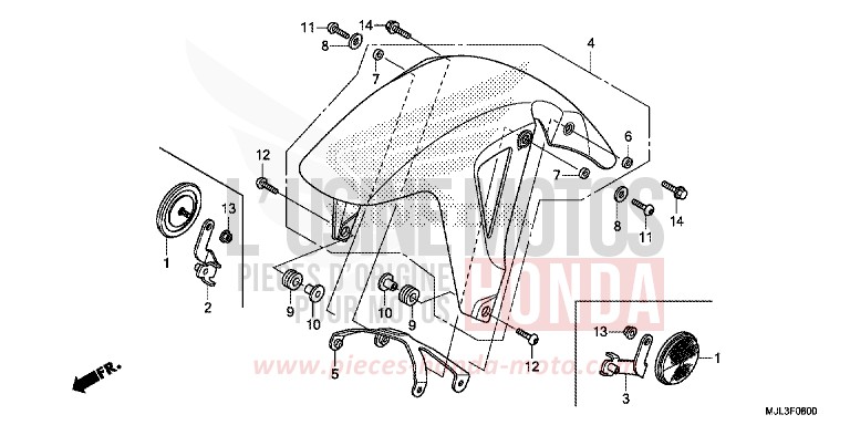 KOTFLUEGEL, VORNE von NC750X "Meca" CANDY ARCADIAN RED (R305) von 2014